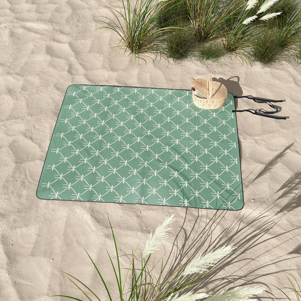 Colour Poems Bows and Ribbons Green Picnic Blanket