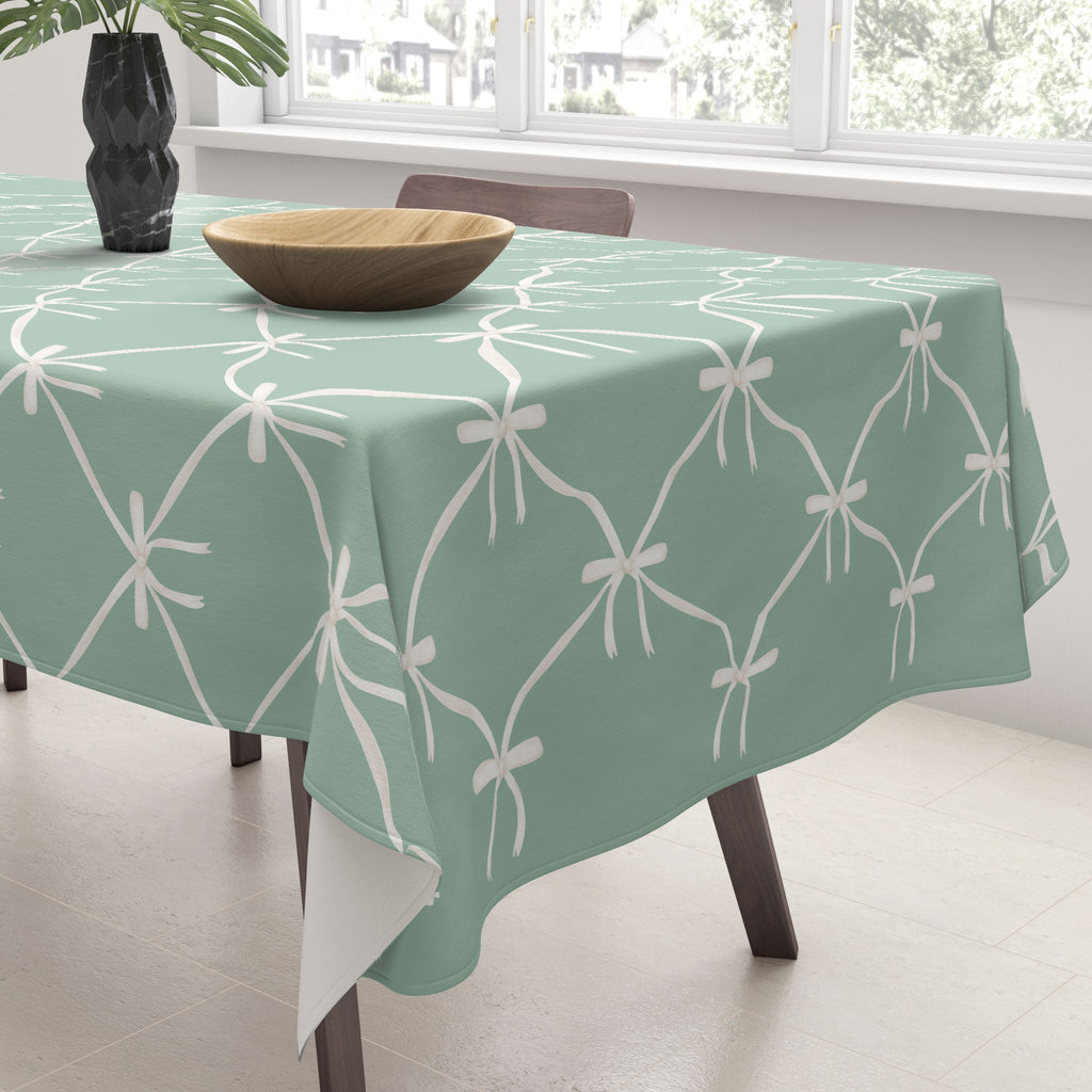 Colour Poems Bows and Ribbons Green Tablecloth