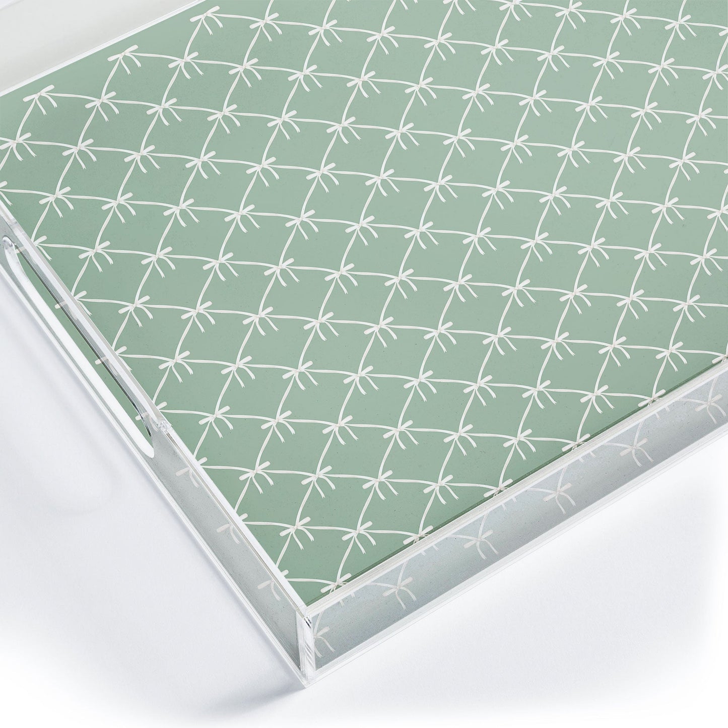 Colour Poems Bows and Ribbons Green Acrylic Tray