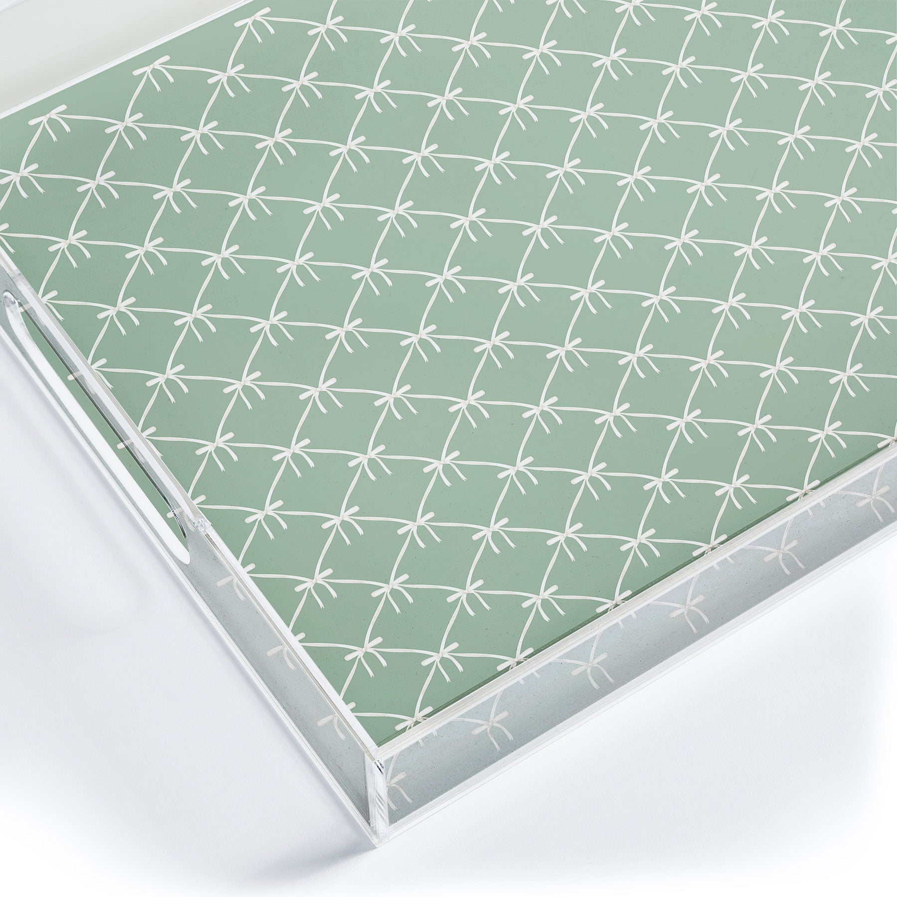 Colour Poems Bows and Ribbons Green Acrylic Tray