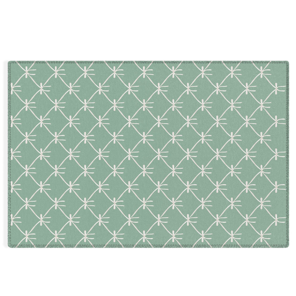 Colour Poems Bows and Ribbons Green Outdoor Rug