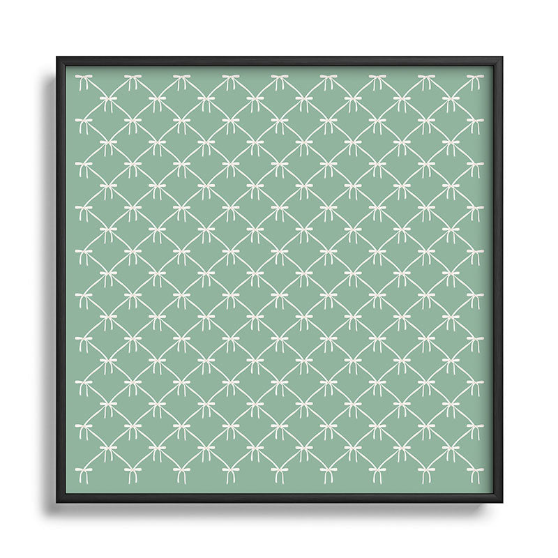 Colour Poems Bows and Ribbons Green Square Metal Framed Art Print