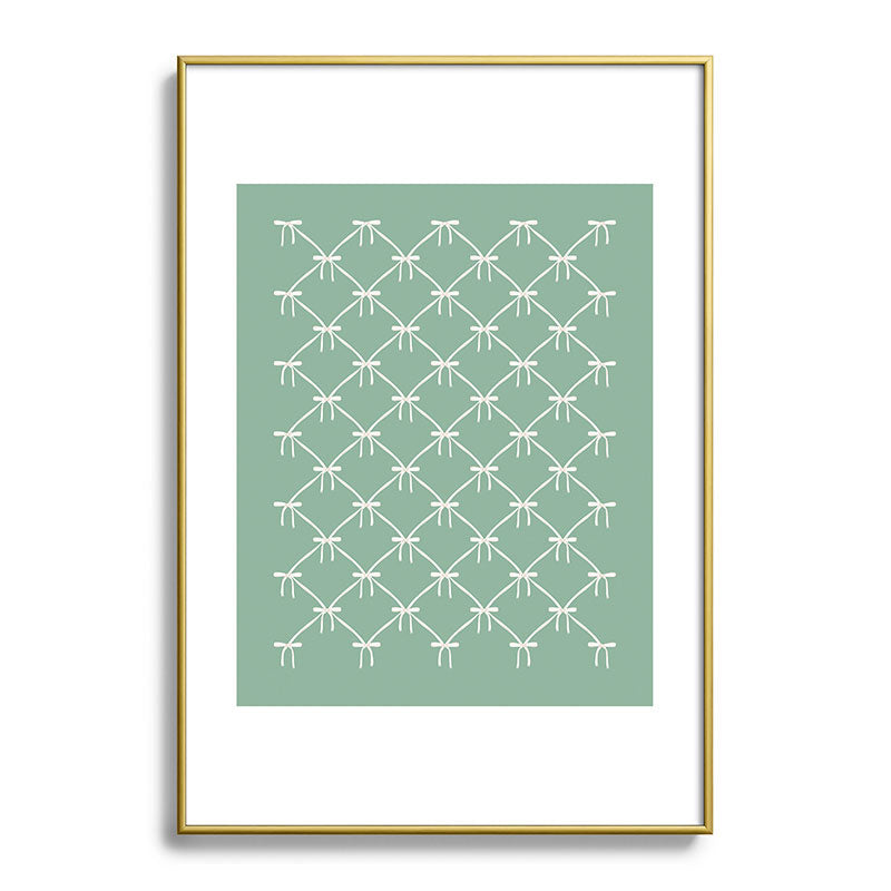 Colour Poems Bows and Ribbons Green Metal Framed Art Print