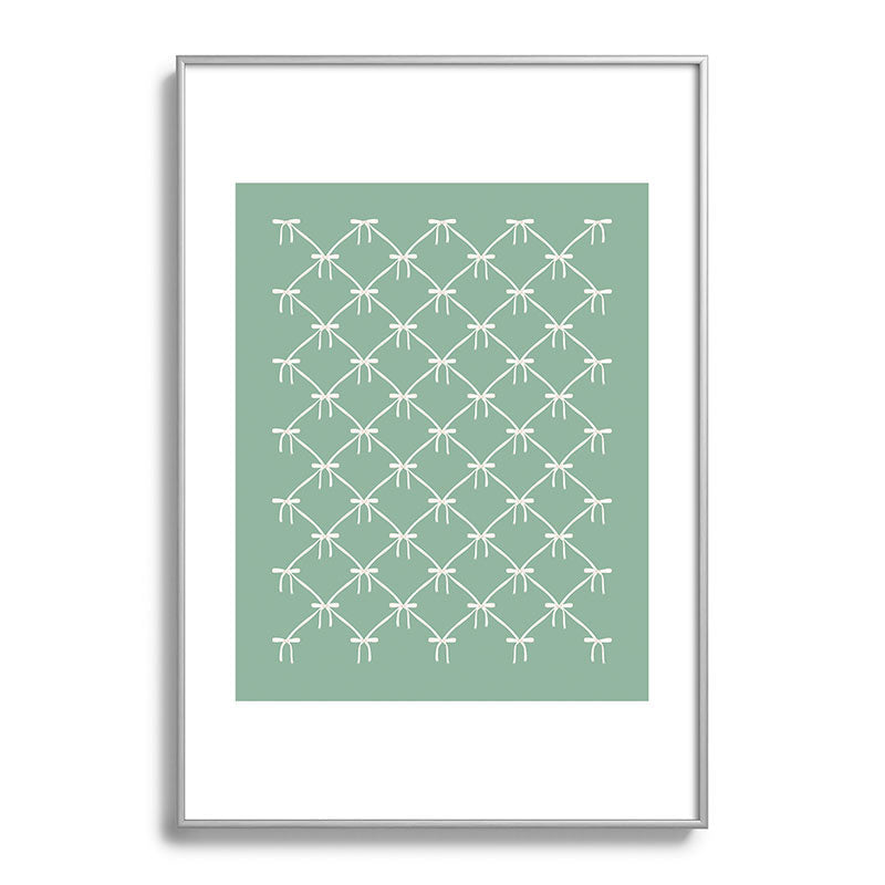 Colour Poems Bows and Ribbons Green Metal Framed Art Print