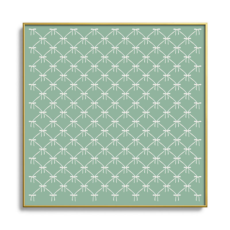 Colour Poems Bows and Ribbons Green Square Metal Framed Art Print