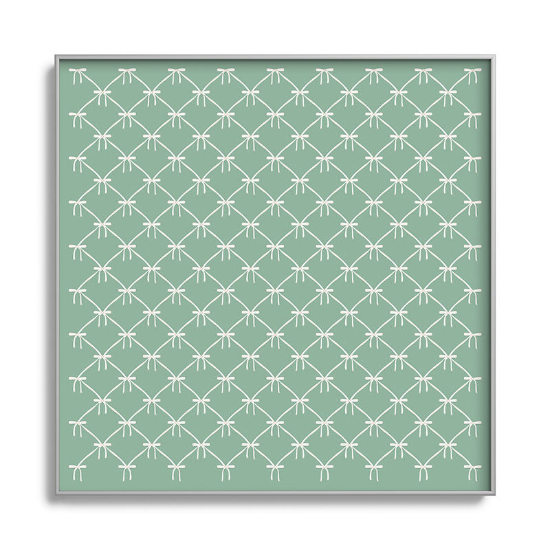 Colour Poems Bows and Ribbons Green Square Metal Framed Art Print