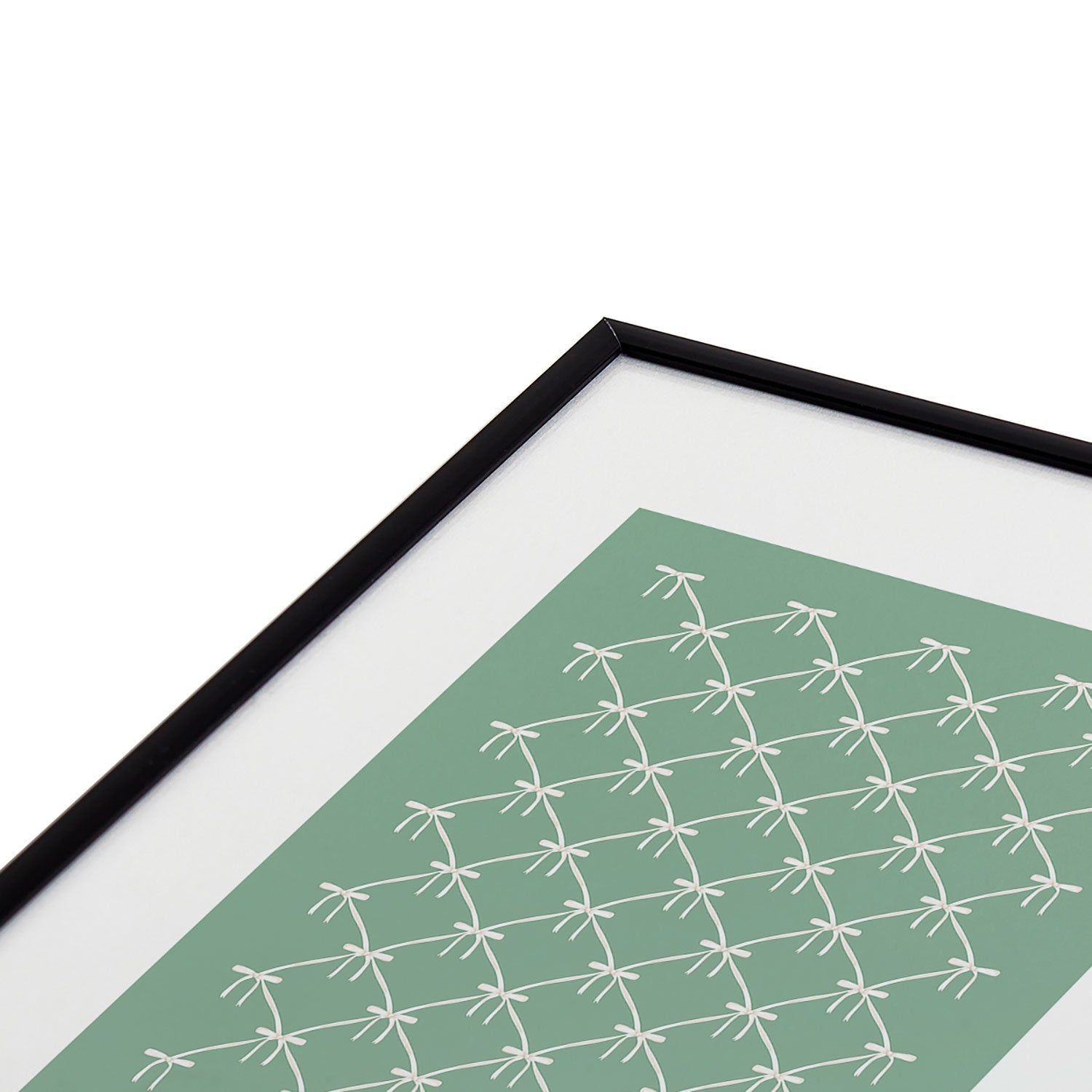 Colour Poems Bows and Ribbons Green Metal Framed Art Print