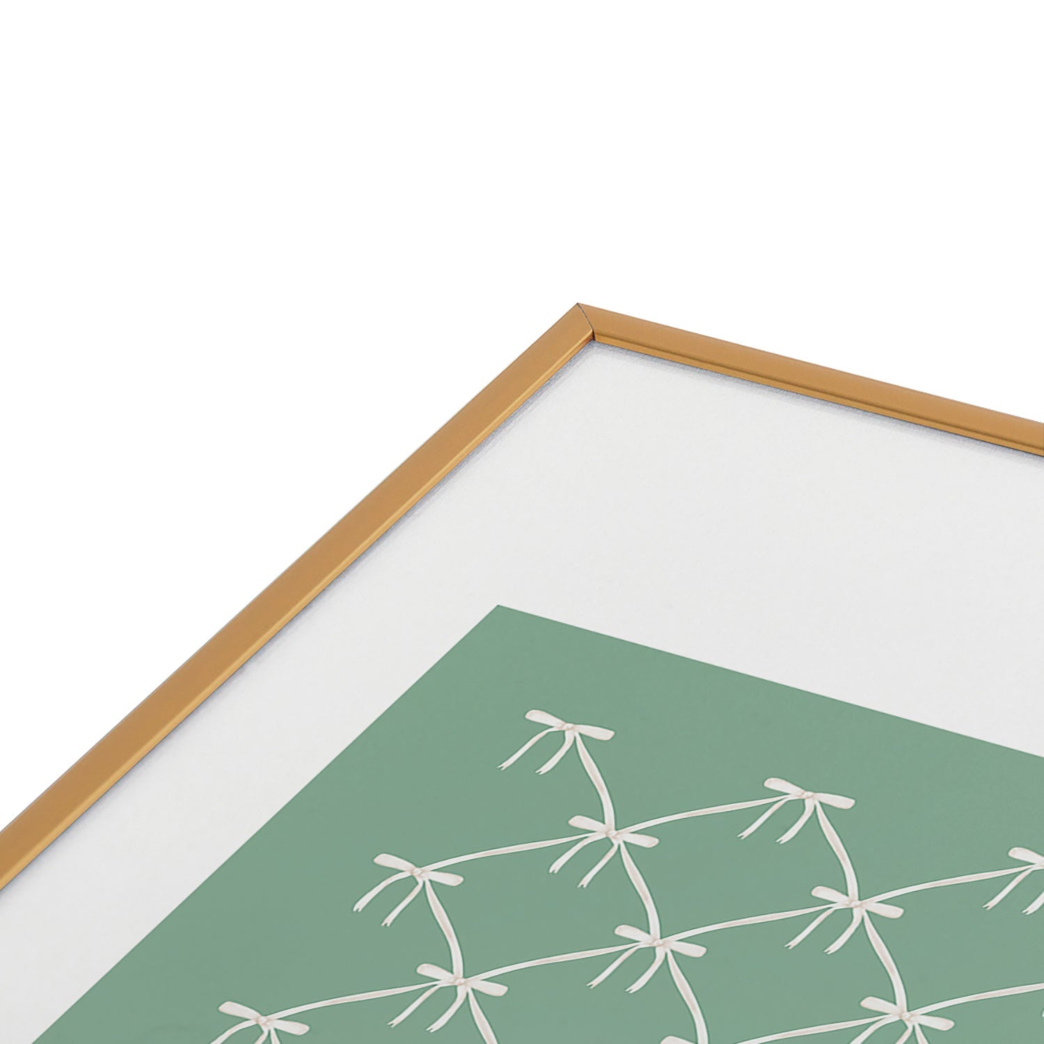Colour Poems Bows and Ribbons Green Metal Framed Art Print