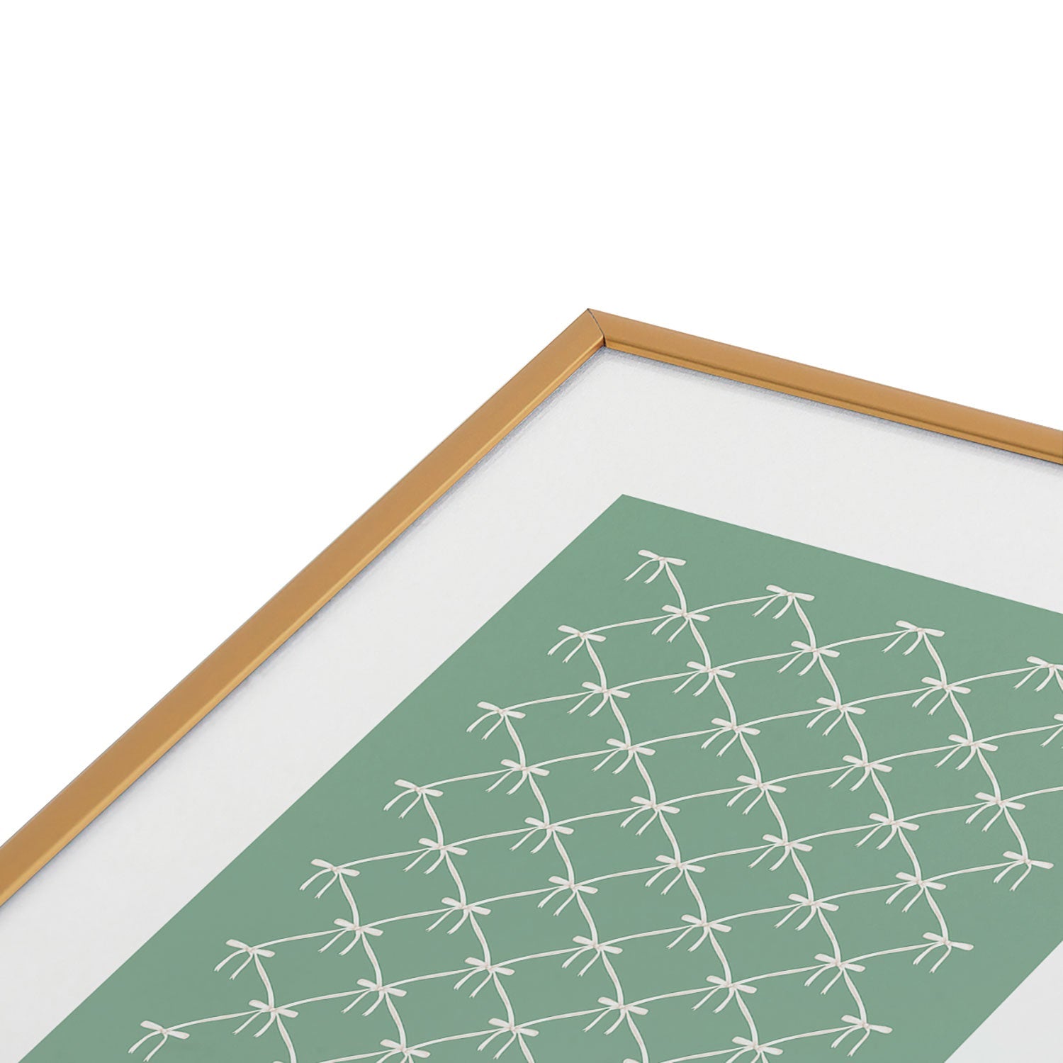 Colour Poems Bows and Ribbons Green Metal Framed Art Print