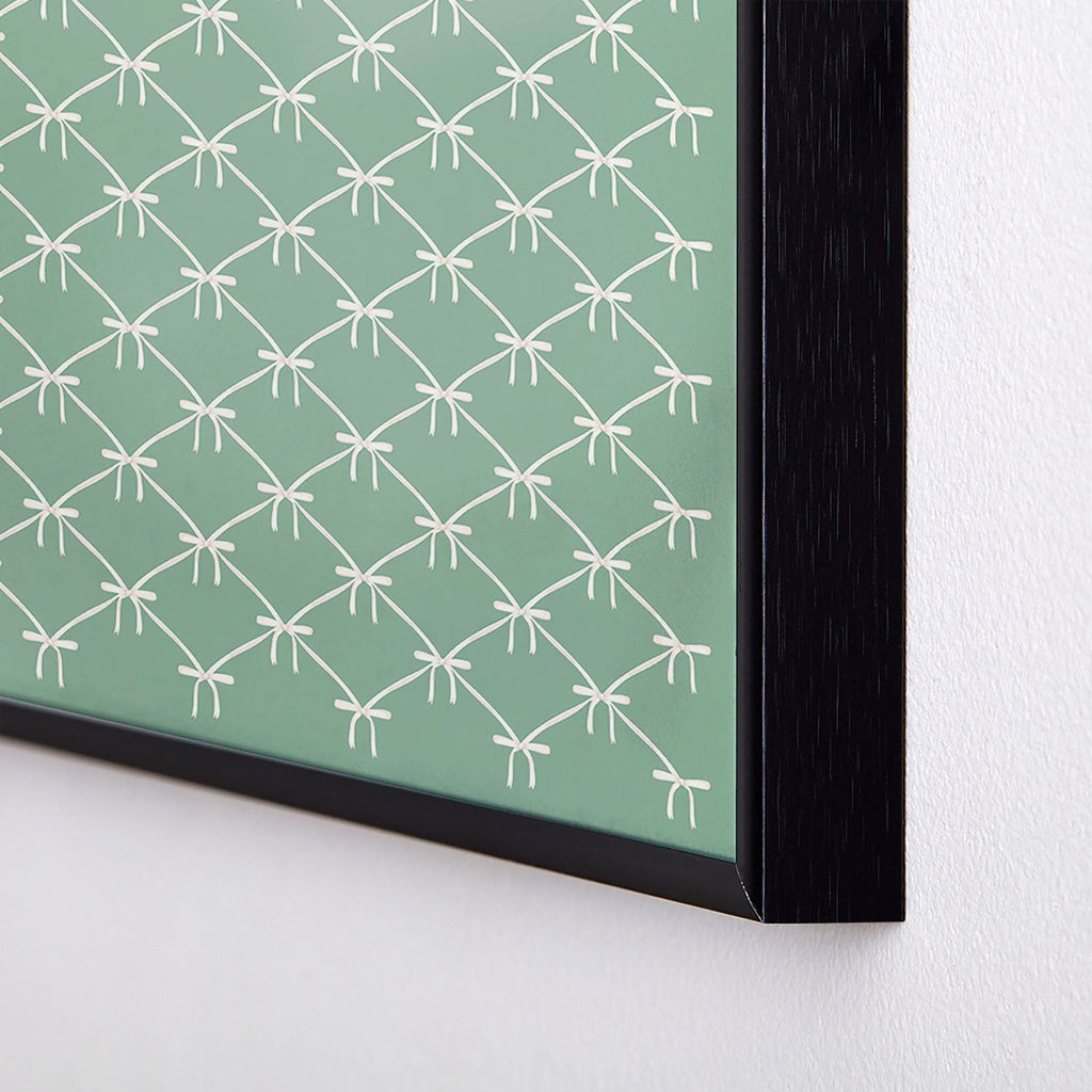 Colour Poems Bows and Ribbons Green Square Metal Framed Art Print