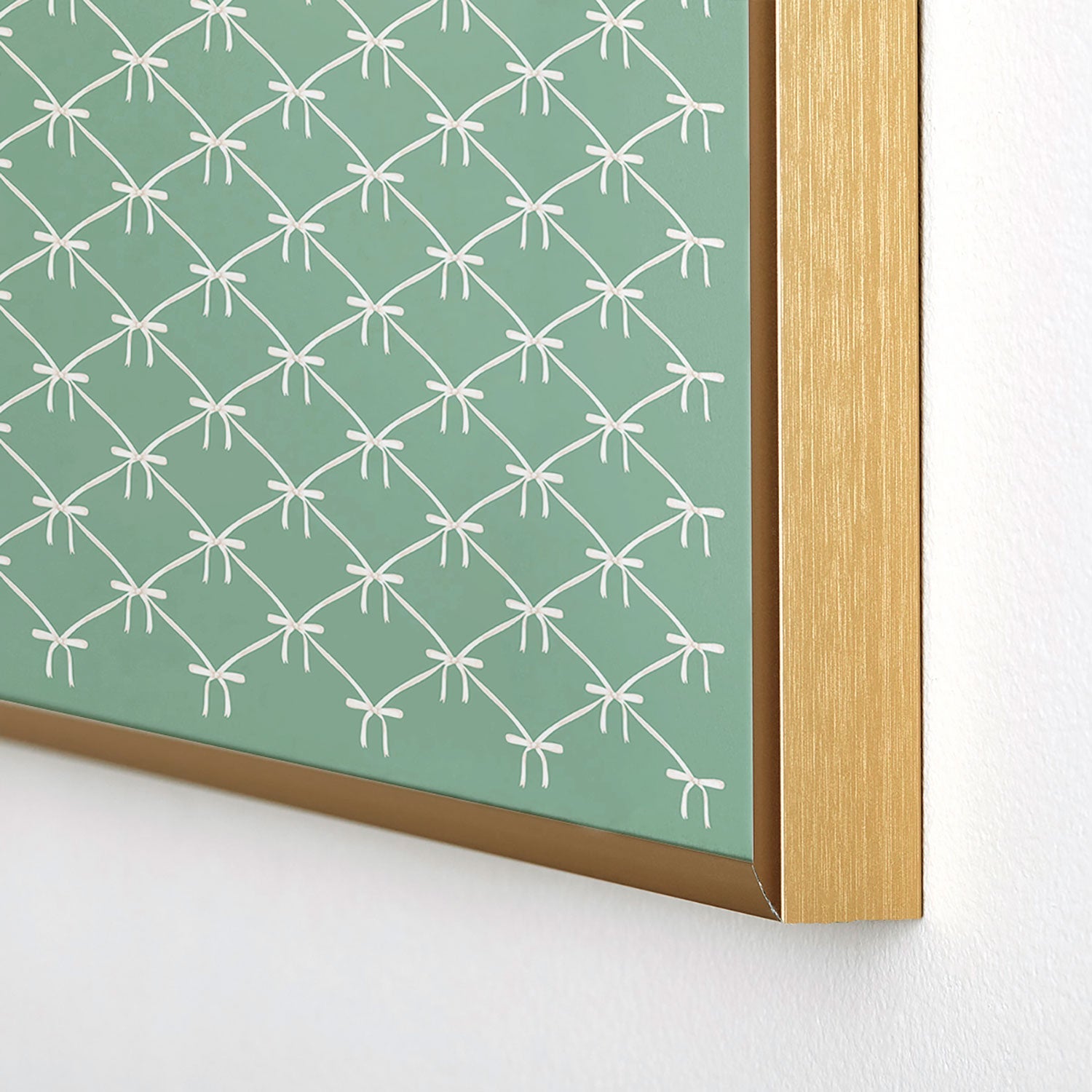Colour Poems Bows and Ribbons Green Square Metal Framed Art Print