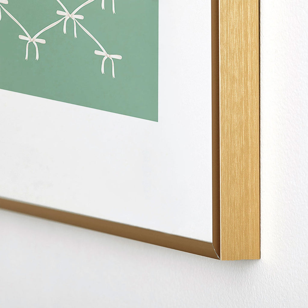 Colour Poems Bows and Ribbons Green Metal Framed Art Print