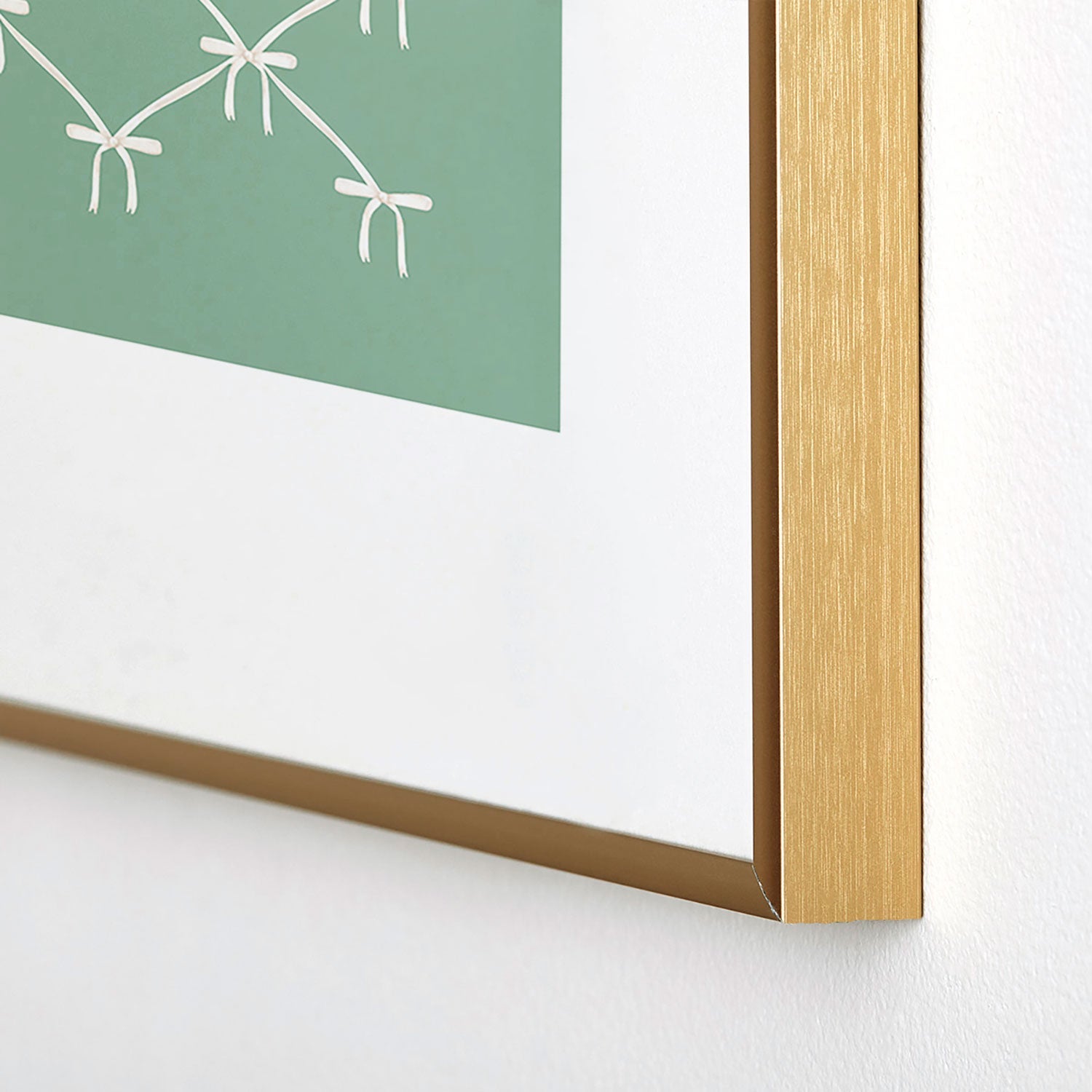 Colour Poems Bows and Ribbons Green Metal Framed Art Print
