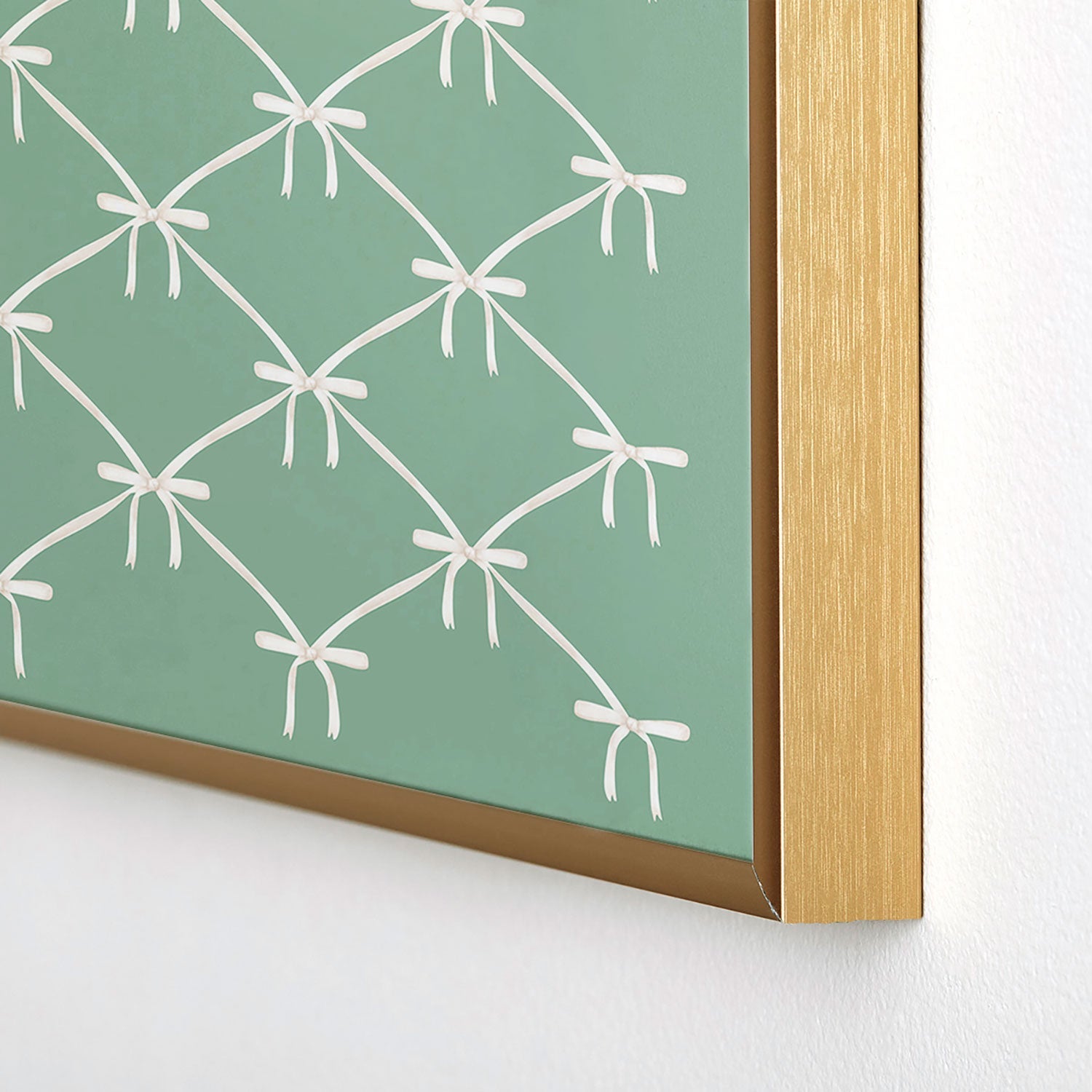 Colour Poems Bows and Ribbons Green Square Metal Framed Art Print