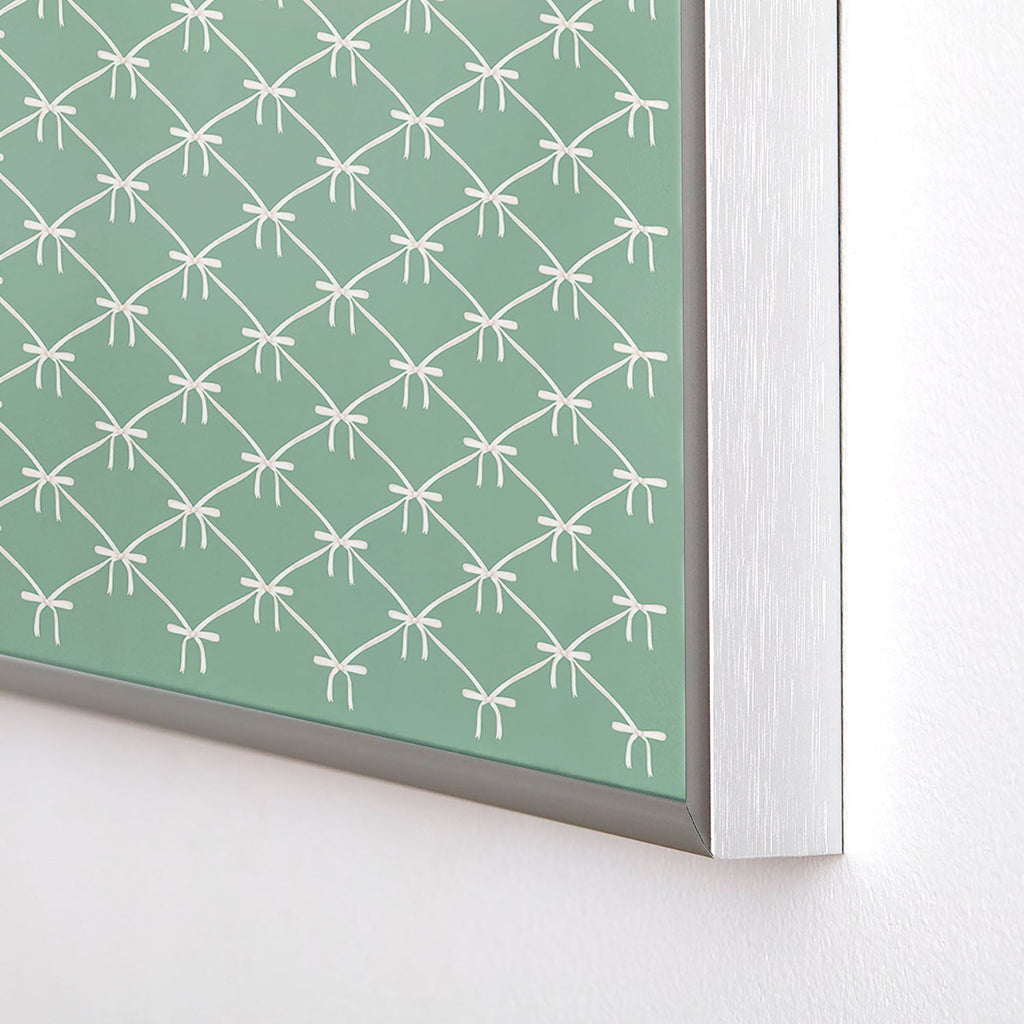 Colour Poems Bows and Ribbons Green Square Metal Framed Art Print