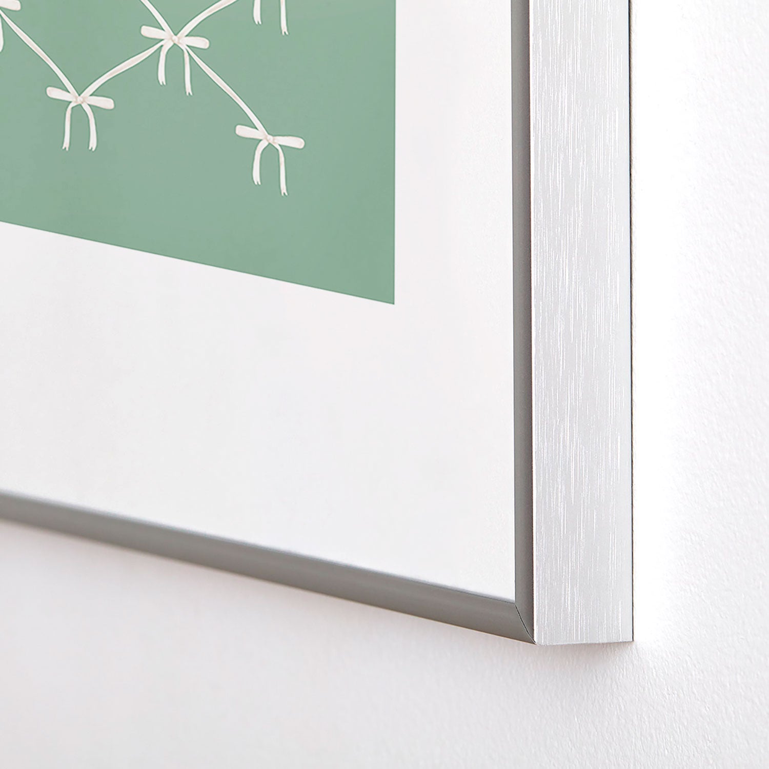 Colour Poems Bows and Ribbons Green Metal Framed Art Print
