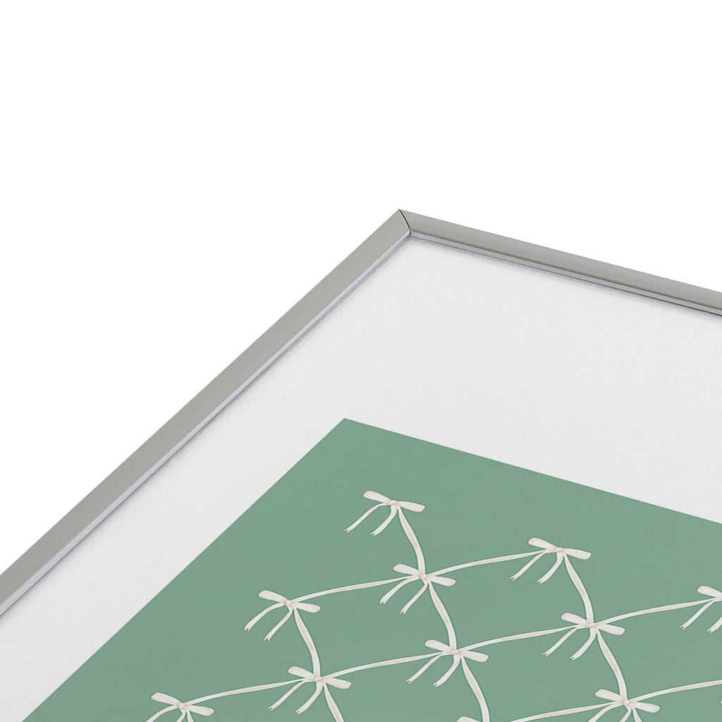 Colour Poems Bows and Ribbons Green Metal Framed Art Print