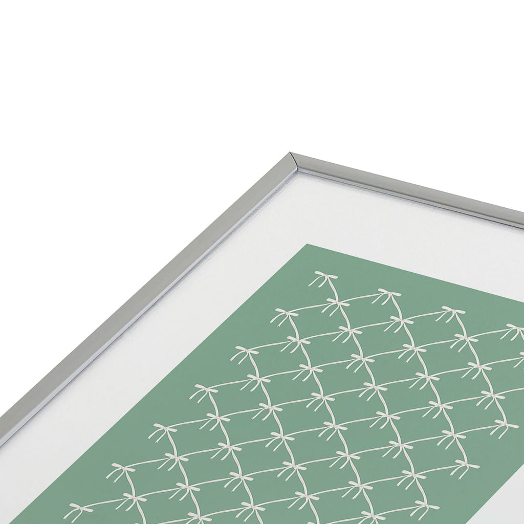 Colour Poems Bows and Ribbons Green Metal Framed Art Print