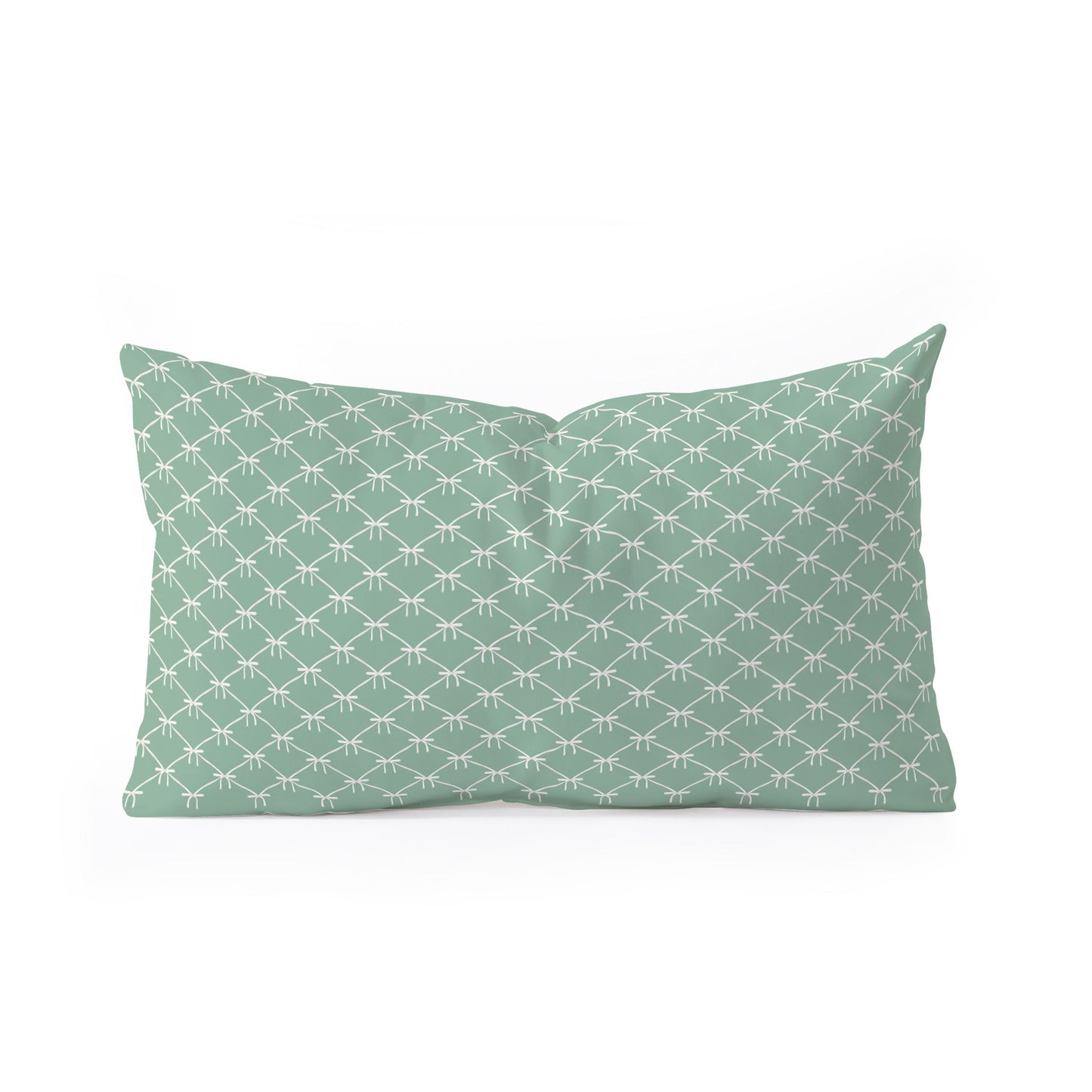 Colour Poems Bows and Ribbons Green Oblong Throw Pillow