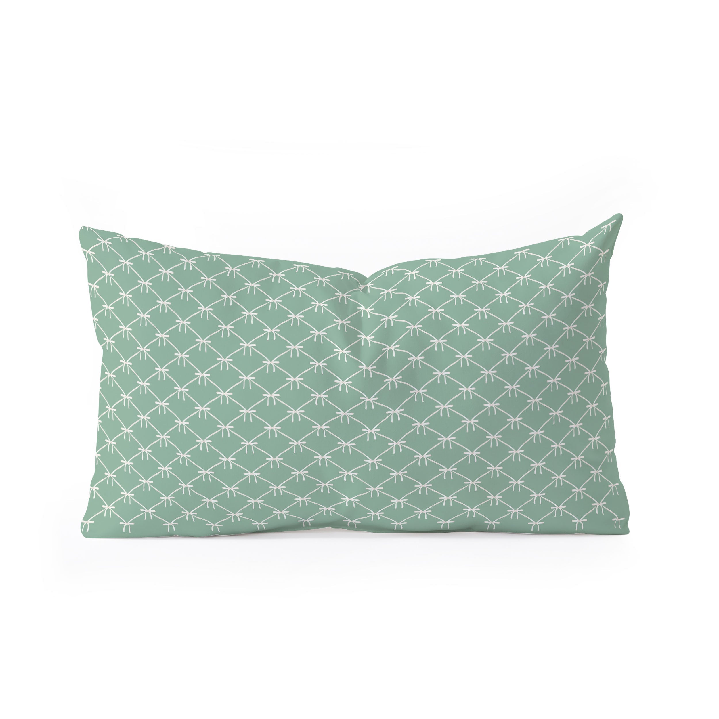 Colour Poems Bows and Ribbons Green Oblong Throw Pillow