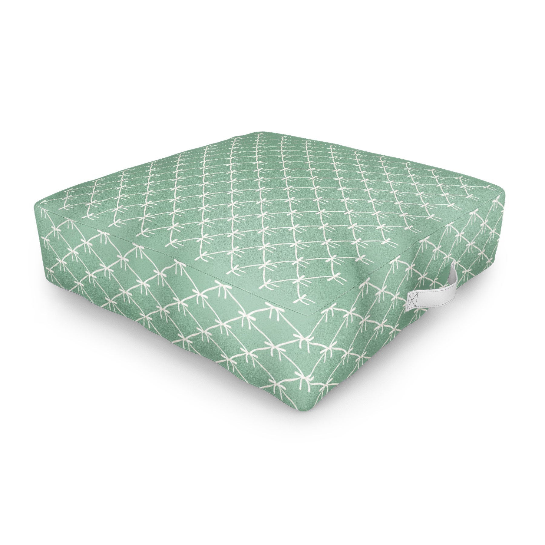 Colour Poems Bows and Ribbons Green Outdoor Floor Cushion