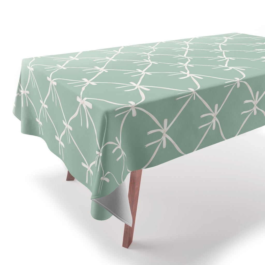 Colour Poems Bows and Ribbons Green Tablecloth