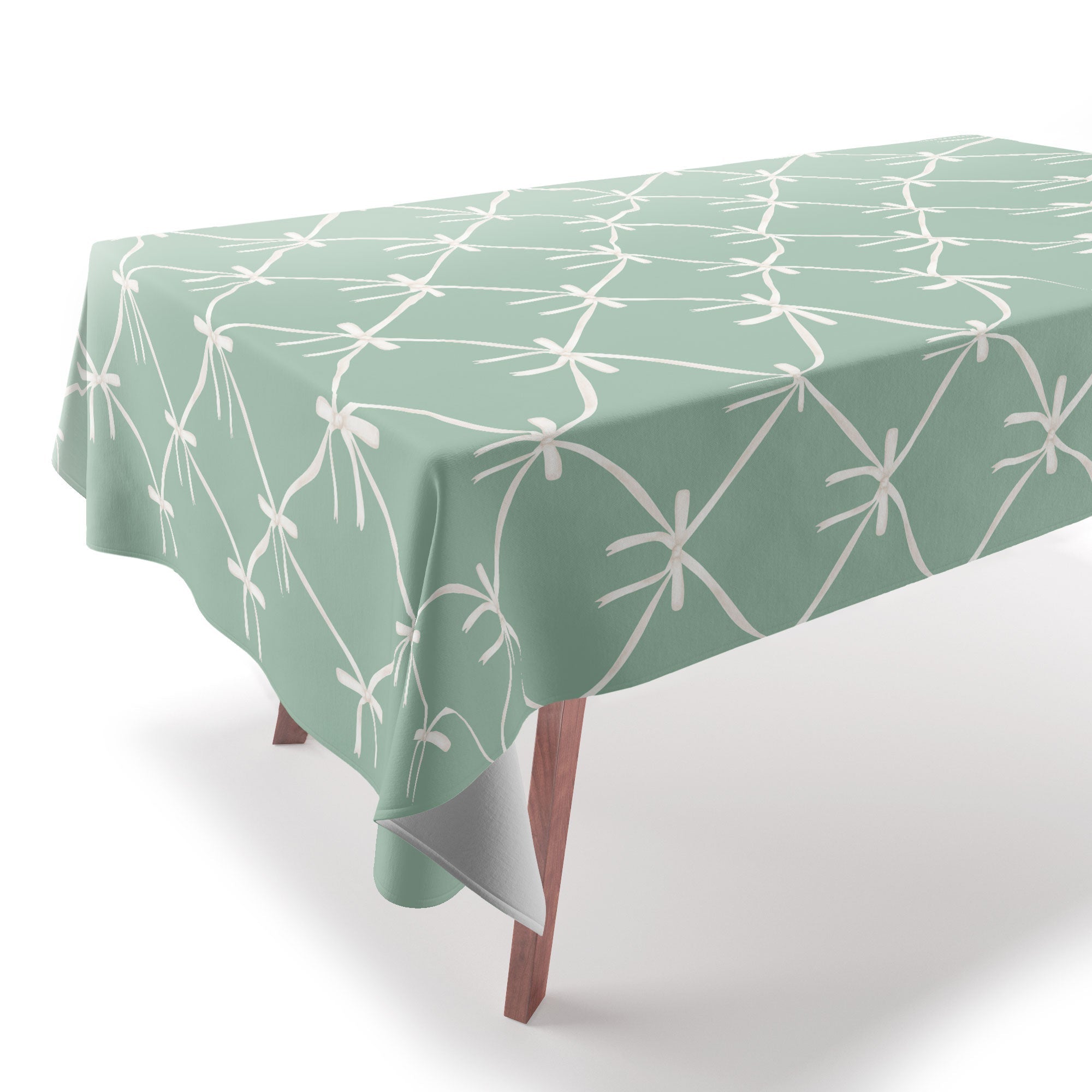 Colour Poems Bows and Ribbons Green Tablecloth