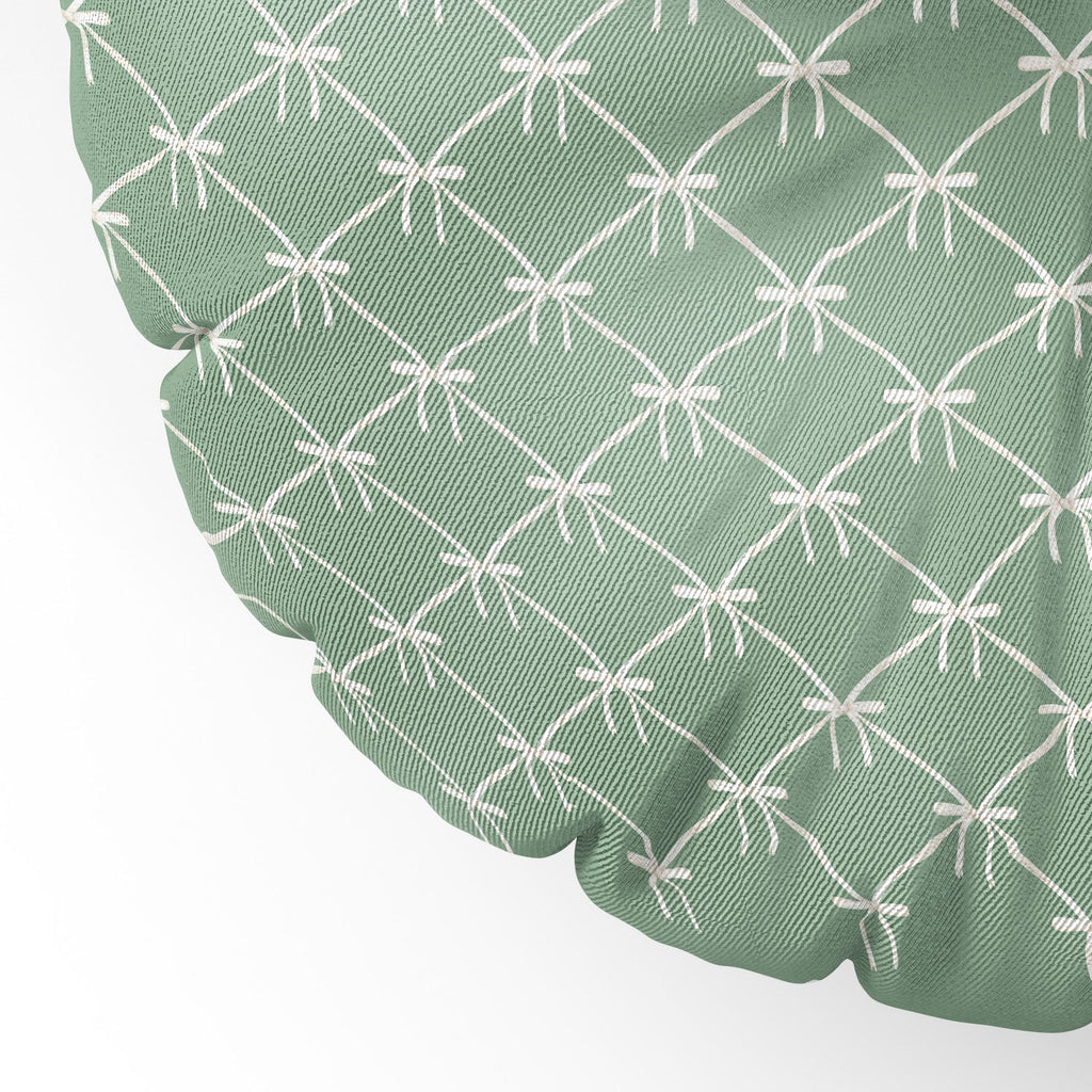 Colour Poems Bows and Ribbons Green Floor Pillow Round