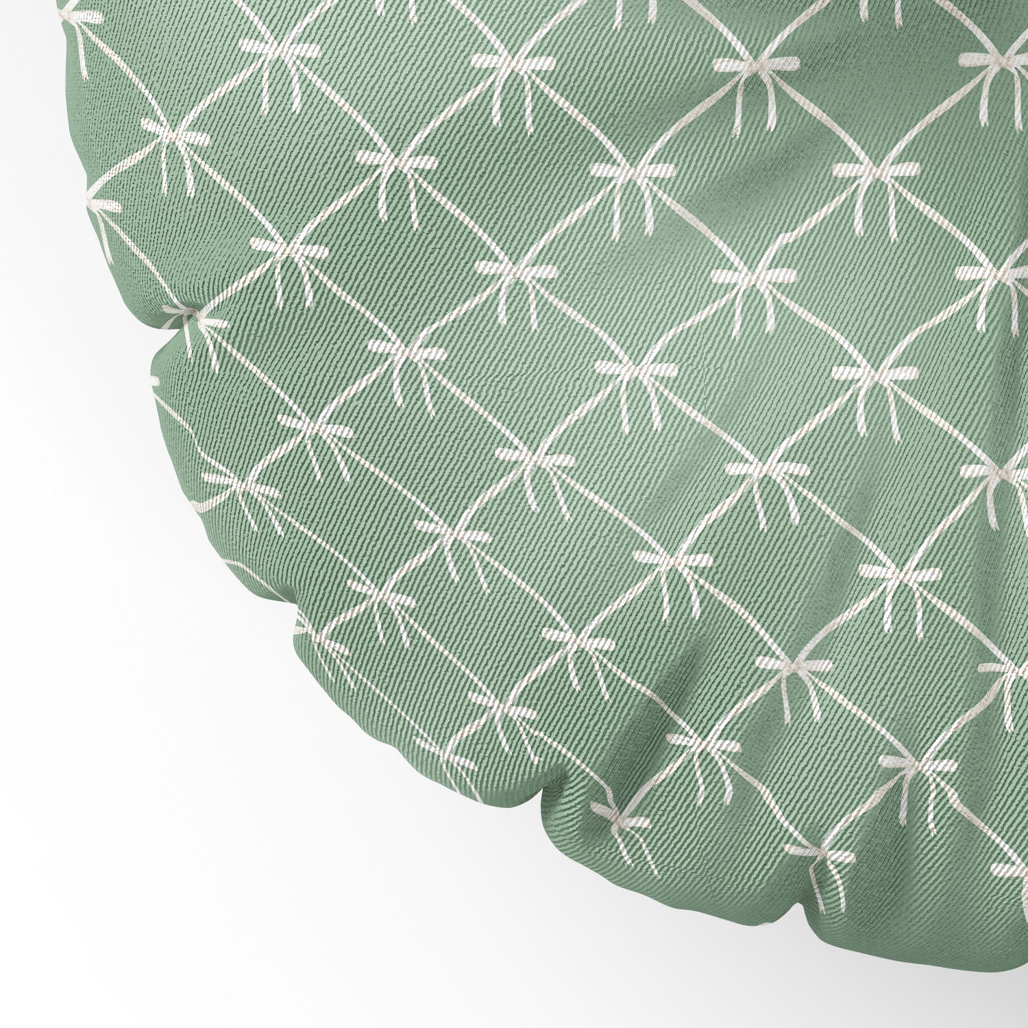 Colour Poems Bows and Ribbons Green Floor Pillow Round