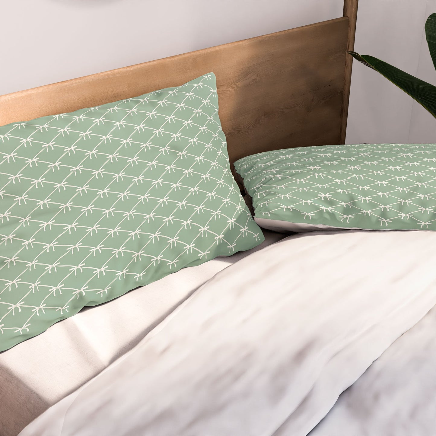 Colour Poems Bows and Ribbons Green Pillow Shams
