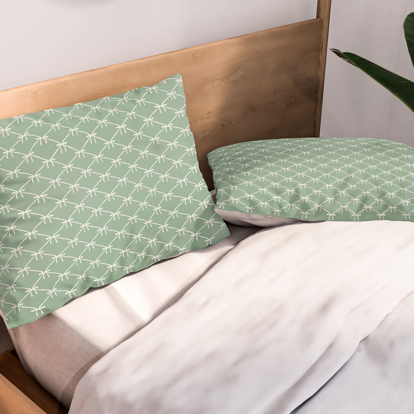 Colour Poems Bows and Ribbons Green Pillow Shams