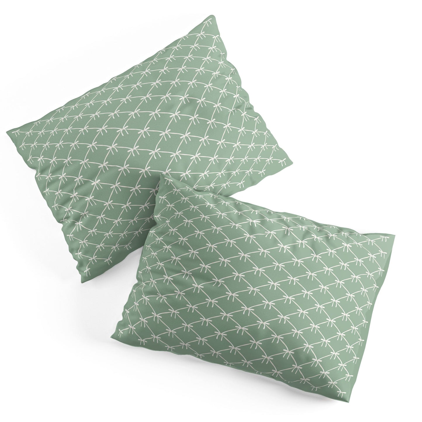 Colour Poems Bows and Ribbons Green Pillow Shams