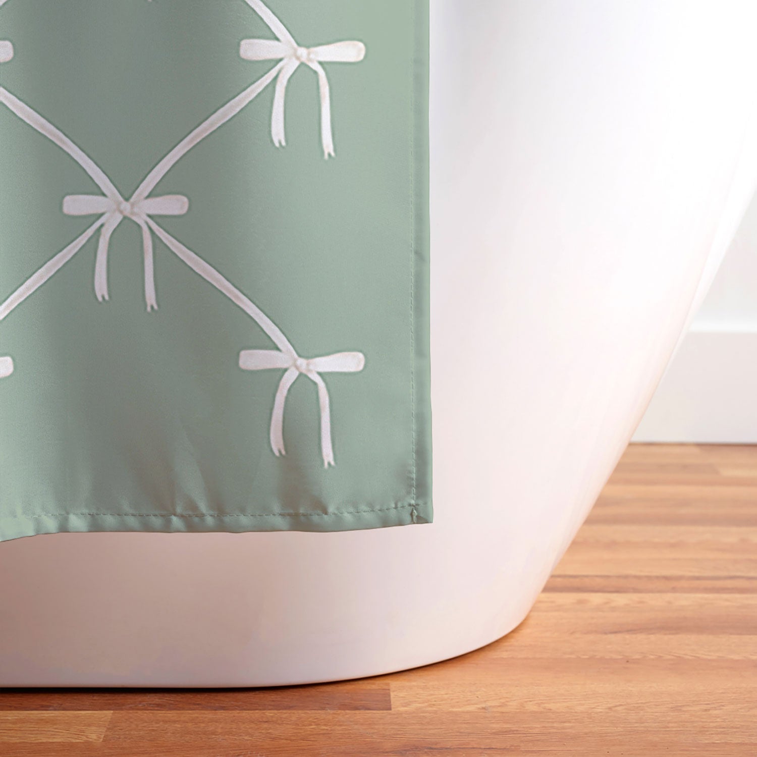 Colour Poems Bows and Ribbons Green Shower Curtain