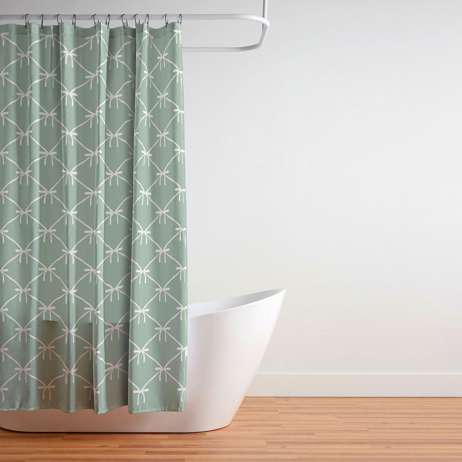 Colour Poems Bows and Ribbons Green Shower Curtain