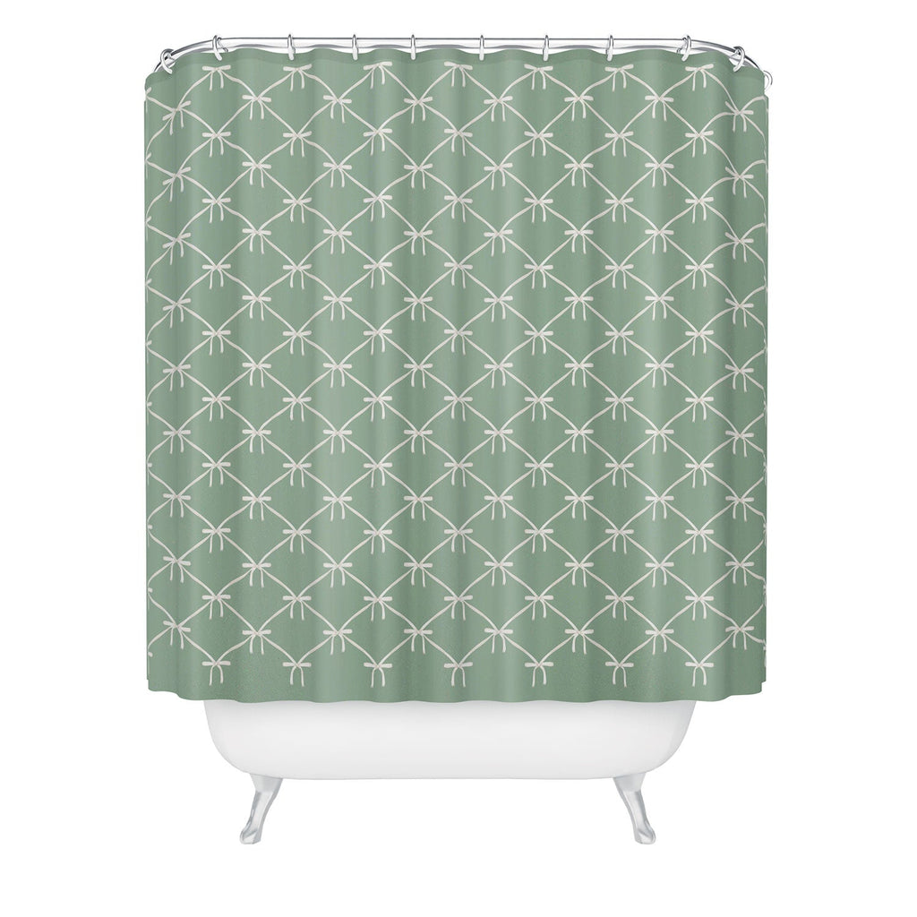 Colour Poems Bows and Ribbons Green Shower Curtain