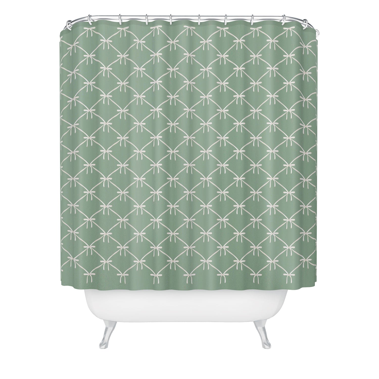 Colour Poems Bows and Ribbons Green Shower Curtain