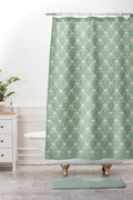 Colour Poems Bows and Ribbons Green Shower Curtain And Mat