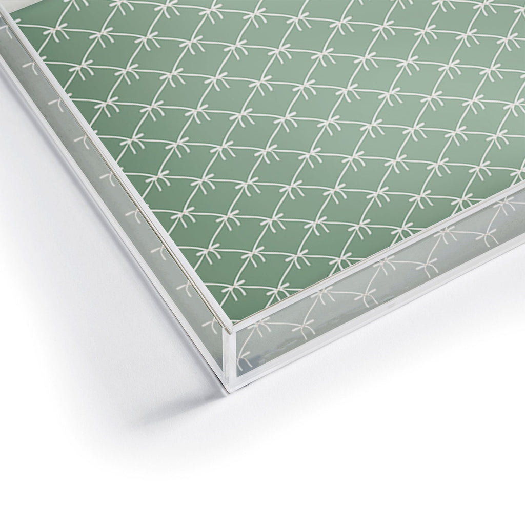 Colour Poems Bows and Ribbons Green Acrylic Tray