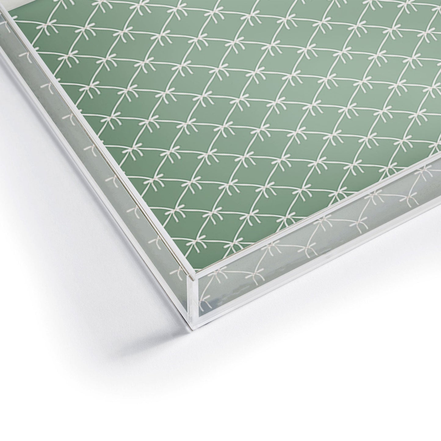 Colour Poems Bows and Ribbons Green Acrylic Tray