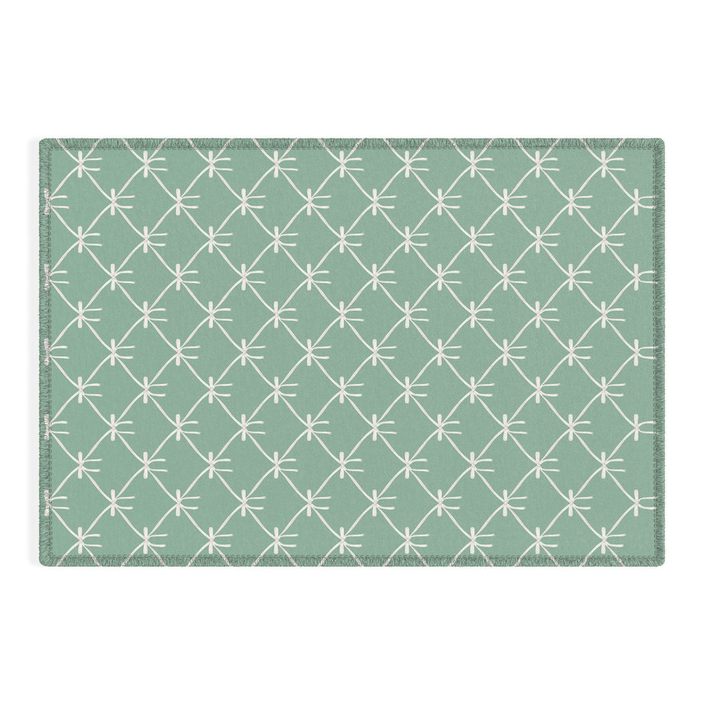 Colour Poems Bows and Ribbons Green Outdoor Rug