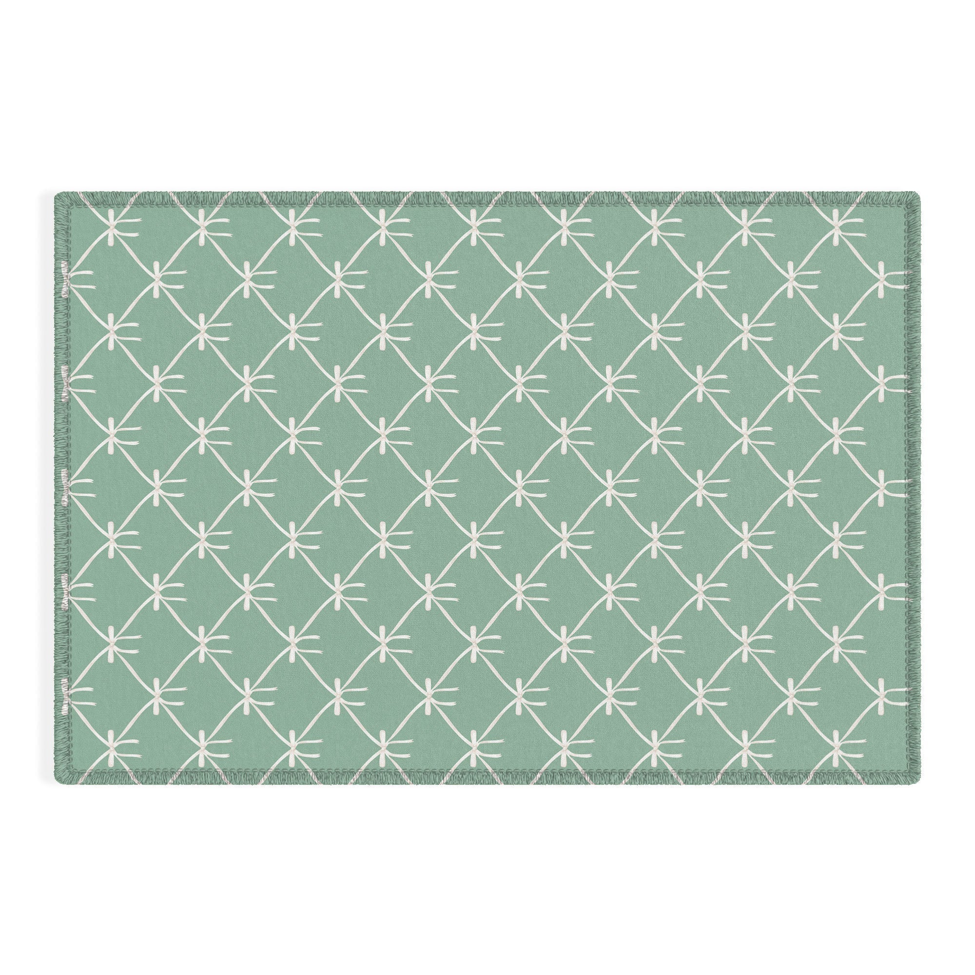 Colour Poems Bows and Ribbons Green Outdoor Rug