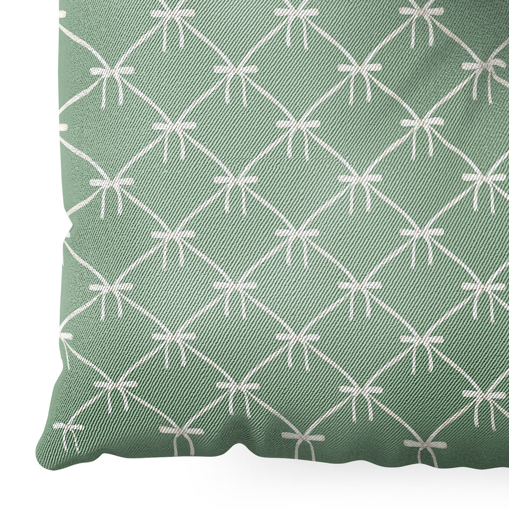 Colour Poems Bows and Ribbons Green Floor Pillow Square