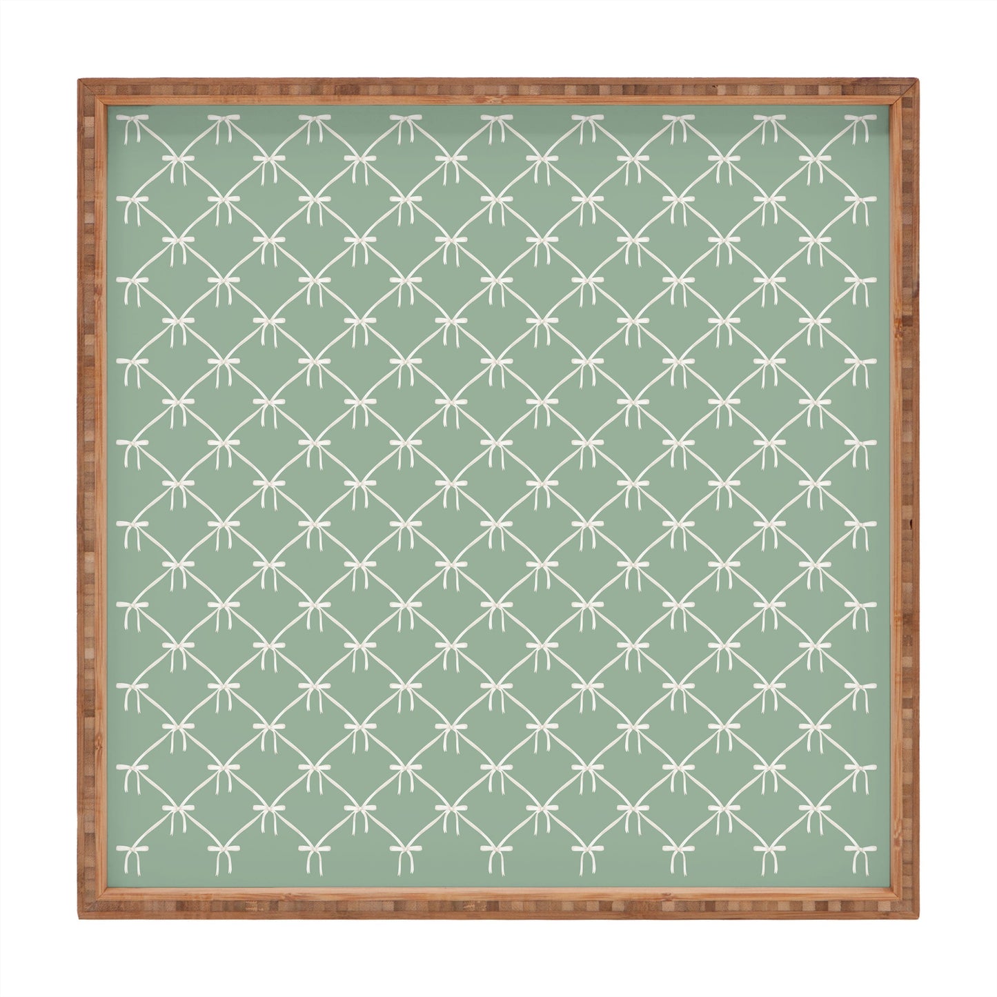 Colour Poems Bows and Ribbons Green Square Tray