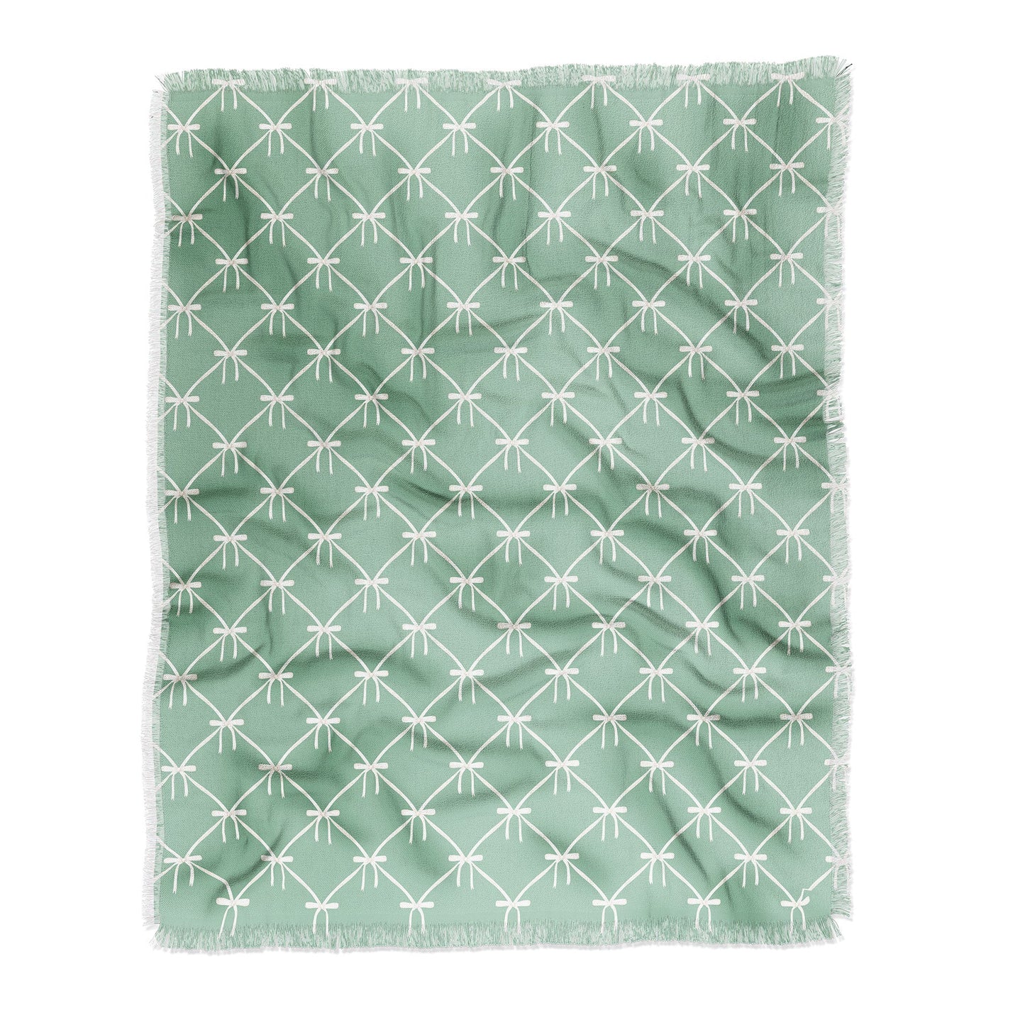 Colour Poems Bows and Ribbons Green Throw Blanket