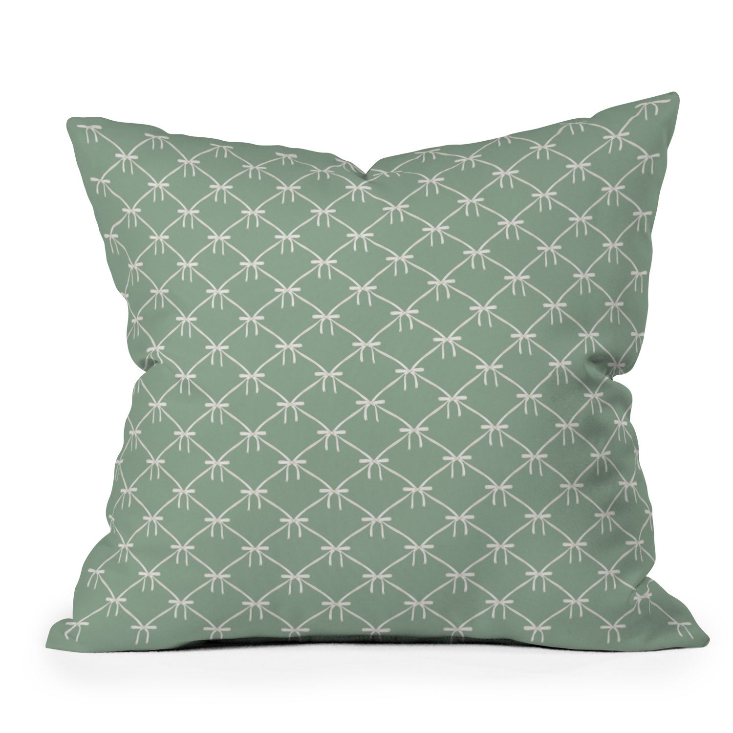 Colour Poems Bows and Ribbons Green Outdoor Throw Pillow