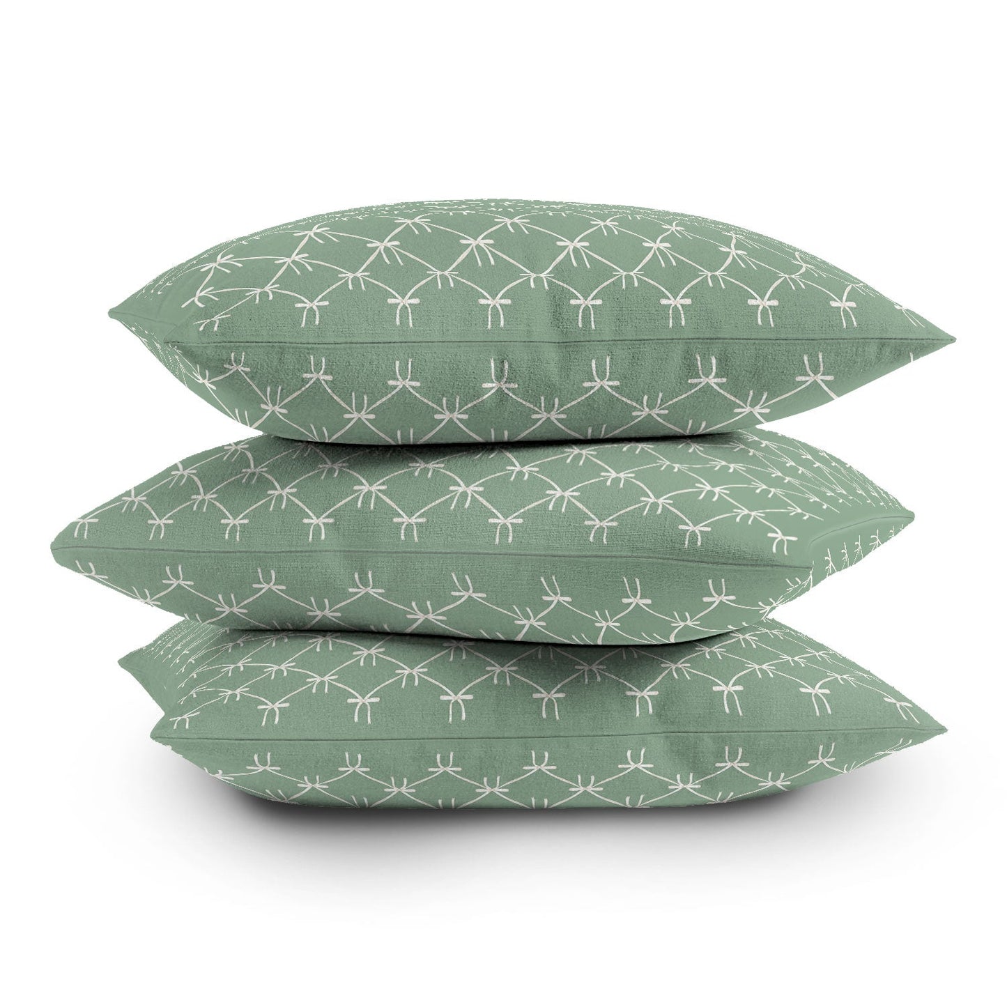 Colour Poems Bows and Ribbons Green Throw Pillow