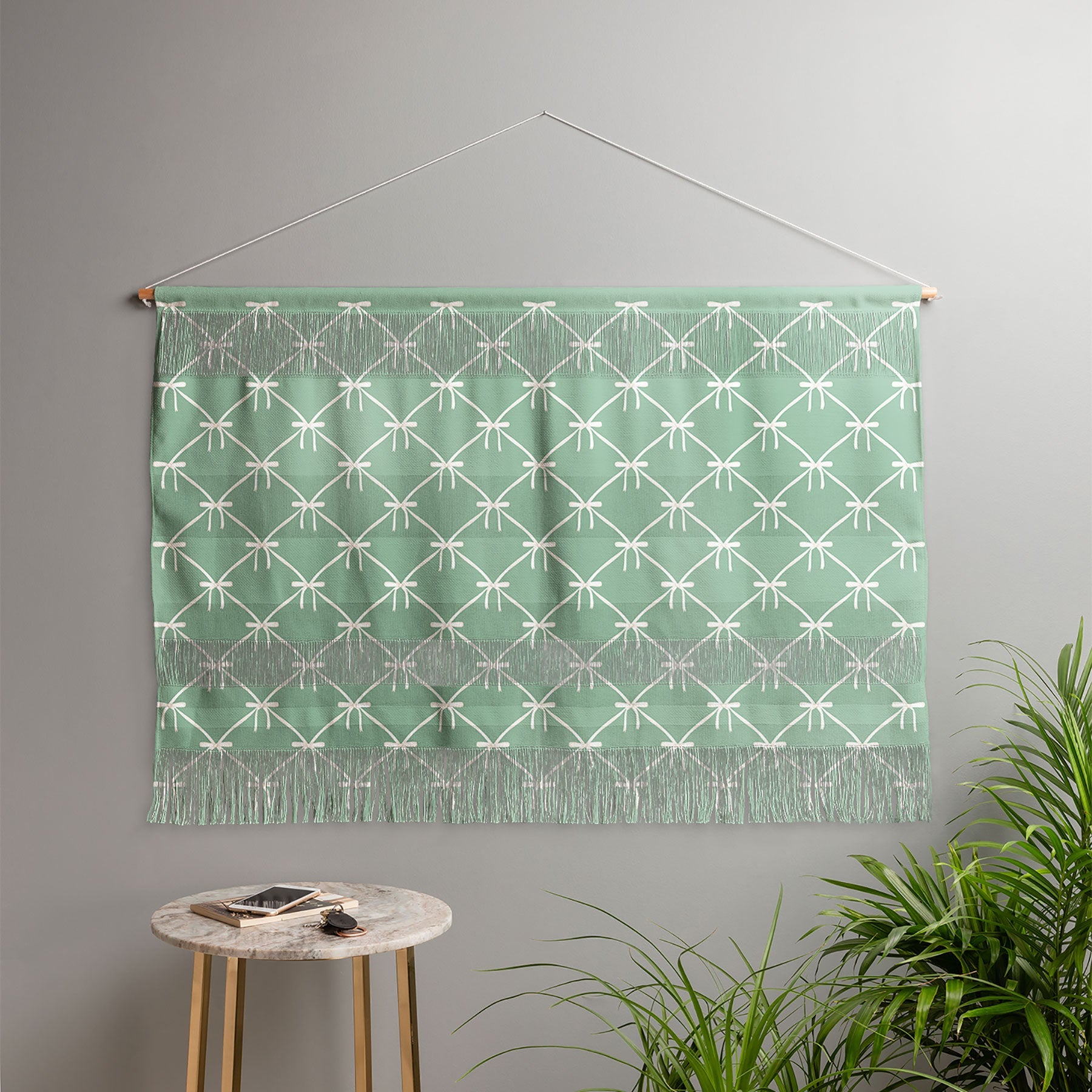 Colour Poems Bows and Ribbons Green Wall Hanging Landscape