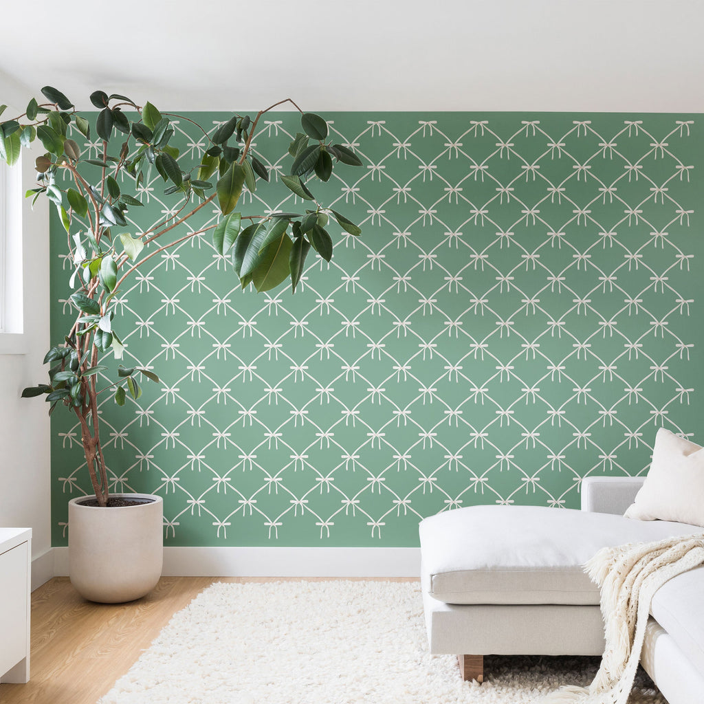 Colour Poems Bows and Ribbons Green Wall Mural