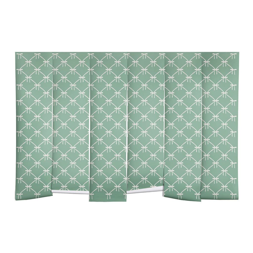 Colour Poems Bows and Ribbons Green Wall Mural