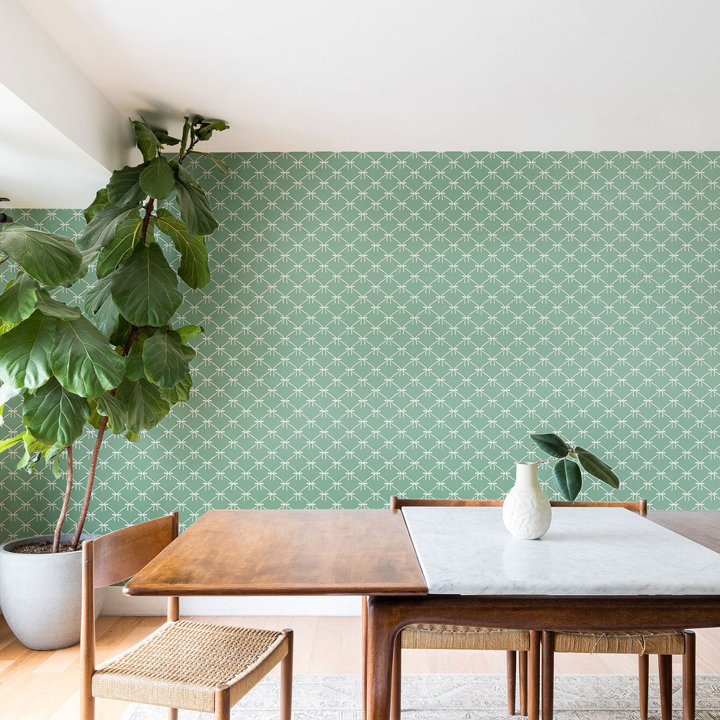 Colour Poems Bows and Ribbons Green Wallpaper